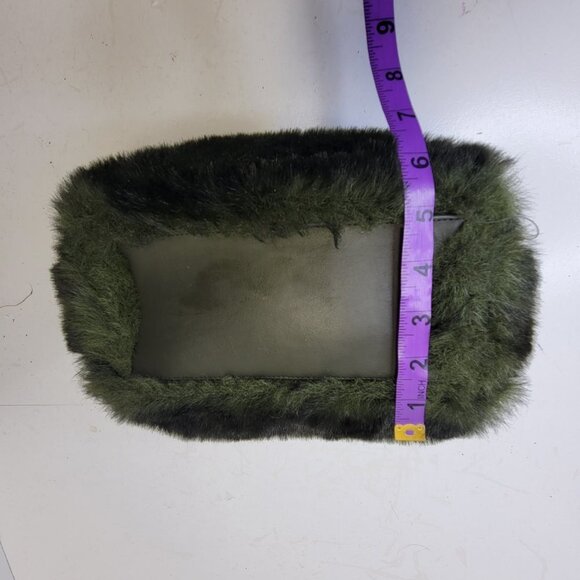 Green Fuzzy Faux Fur Rectangular Handbag - Picture 14 of 16